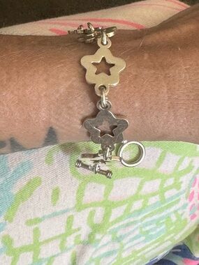 Sterling Silver Star Cutout Link Bracelet 7.5”